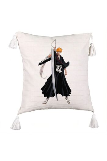 BEKZ Decorative Pillow with Fringes with Bleach - Ichigo, 45x45 cm, Ecru, With zipper