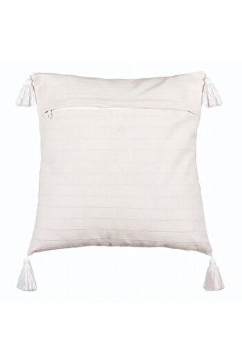 BEKZ Christmas themed decorative pillow with fringes, 10, 45x45 cm, Ecru, with zipper