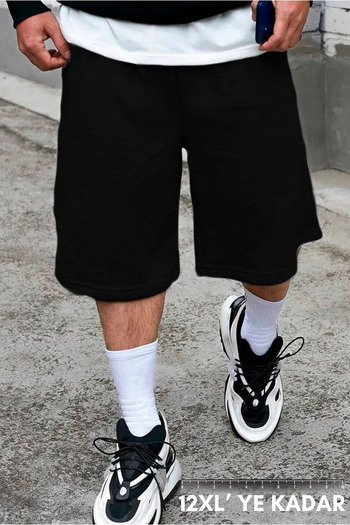 vladivosto Summer Solid Color Extra Loose Black Gray Oversize Fit Plus Sizeoversize Baggy Bermuda Shorts Below the Knee