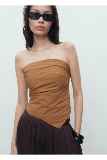 MANGO Woman Asymmetrical Strapless Blouse
