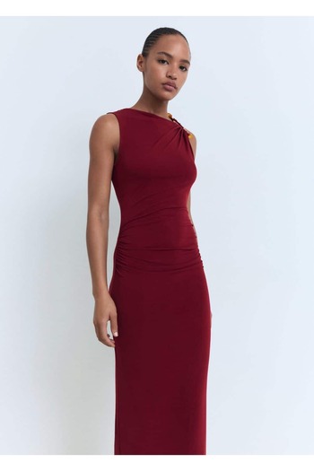 MANGO Woman Mücevher detaylı midi elbise