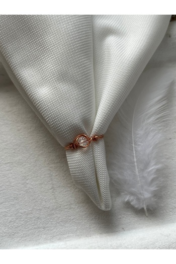 Pel Design Minimal Transparent Crystal Stone Copper Color Wire Ring Handmade