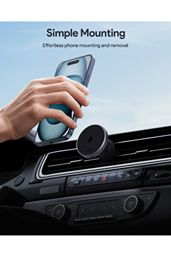 AUKEY HD-MC13 MagFusion Dash Qi2 Magnetic Fast Wireless Charging 15W & airvent Phone Mount