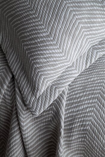 CENGİZ ÇEYİZ Marty Gray Jacquard Double Bedspread Set