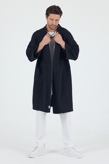 rammers Long Bohemian Kimono with Stripe Detail and Pockets