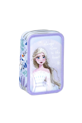 Frozen Fully Equipped Pencil Case with 3 Zippers, Giotto Frozen, 43 Pieces, 12.5 x 6.5 x 19.5 cm