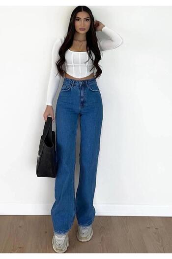 shop Lycra Palazzo Medium Blue Jean Pants