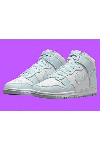 Nike Dunk High Next Nature White/Glacier Blue pantofi pentru femei, pantofi sport înalți din piele albastră fv5960-100