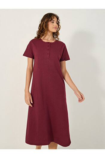 Styli Solid Round Neck Short Sleeve Sleep T-Shirt