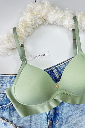 Morensa Laser Cut Underwire Half Supported Bra Green
