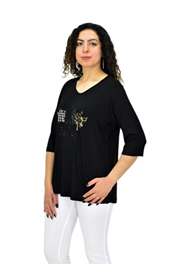 Caftan Γυναικεία κοντομάνικη πέτρινη μπλούζα BGL-ST04711
