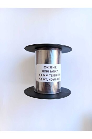 Eskişehir hobi sanat 0,5 mm 50 μέτρα κορδόνι χάντρες προσευχής Σκούρο Γκρι Χρώμα