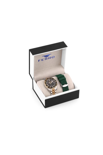 Tesbihane Ferro Steel-Silicone Can Replace Double Cord Men's Wrist Watch Th-Fm31927Da-E2