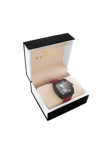 Tesbihane Ferro Red Color Silicone Cord Men's Wrist Watch Th-Fm31351Dwt-Zk