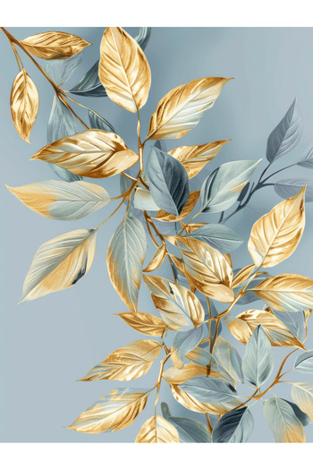 Harikabirev Amazing | Gold Blue Color Swan Combination (Swan) | Plexiglass Framed Mdf Plksmdf