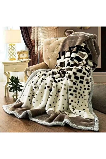 Sultan Sherpa Blanket 200 X 220 CM Geometric Queen for Gentle Winter (Polyester, CREAM)