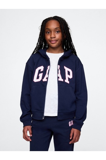 GAP Girl's Navy Blue Relaxed Logo Zippered Sweatshirt