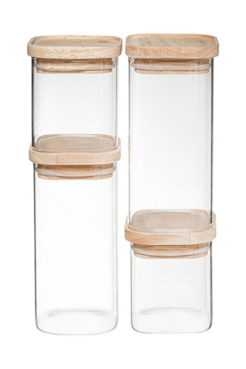 Five Simply Smart 4-Piece Hermet Stackable Glass Jar Set