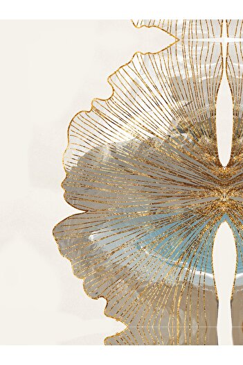 Harikabirev Amazing | Gold-Turquoise Eternity Flower Combination | Plexiglass Framed Mdf Plksmdf