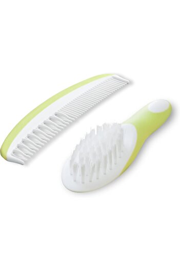 Moon مجموعة فرشاة ومشط العناية بالأطفال الرضع من العلامة التجارية Ergonomic Infant Brush Comb Set، متعددة الألوان