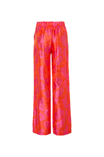 Eight Fashion Women's Multicolor Bright Floral Jacquard Floral Elastic Waist Relaxed Fit Palazzo Pants