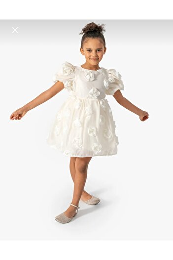 Ahenk Baby Kids Ahenk Baby Girl Children's Birthday Special Day 3D Rose Dress