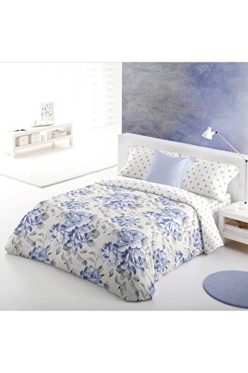Pierre Cardin Loira Luxury Sugar Blue Floral Single 6 Piece Duvet Set