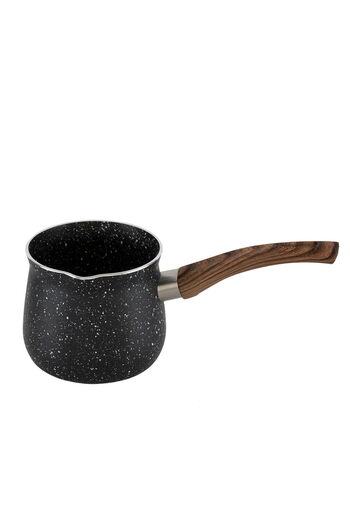 Alsaif Gallery Saif Gallery Granite Coffee Pot, Wooden Handle, 12.5 cm - Black