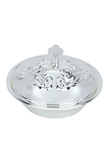 Alsaif Gallery Tamriyah Stainless Steel Alsaif Gallery, 11 cm, Round, Engraved with Lid - Silver