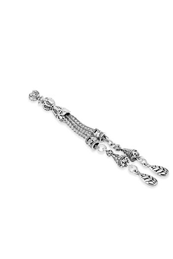 Tesbihane Wheat Themed Foxtail Chain Double Spring Tarnish-Free Metal Tassel