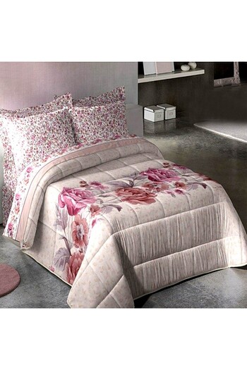 Pierre Cardin Loira Luxury Pink Floral Single Duvet Cover Set, 6 Pieces, Made in Spain