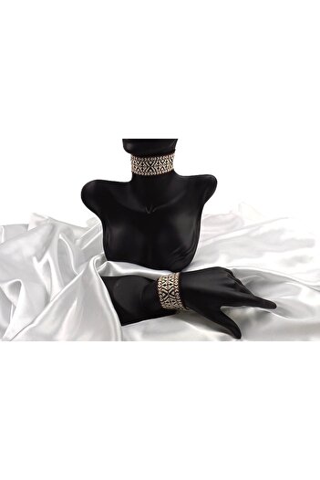 SYAZE Choker & Bracelet Set – Traditional Motif – Woven Ribbon Design