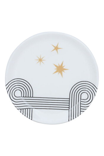 Alsaif Gallery Porcelain Serving Plate Alsaif Gallery, 12x12x1.8 cm - White Black