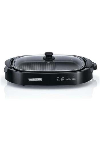 Black&Decker BLACK+DECKER Electric Health Grill, Family-Sized Non-Stick Griddle with Glass Lid, 5-Level Temperatu