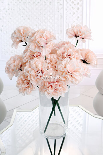 Yapay Çiçek Deposu Artificial Flower 7 Branches Eco Chrysanthemum Bouquet 30 cm Salmon