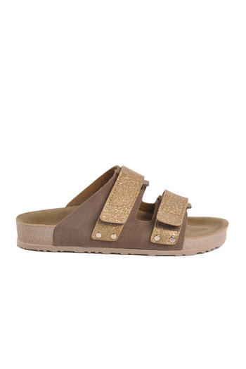 Aspor Mink Glittery Velcro Women's Flat Slippers