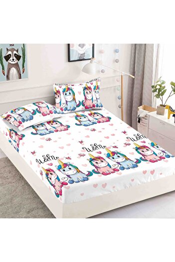 CHIRASO CHIRASO Colorful Elastic Bed Cover Set, 1 Person, Fine Cotton 90x200, with 2 Pillowcases