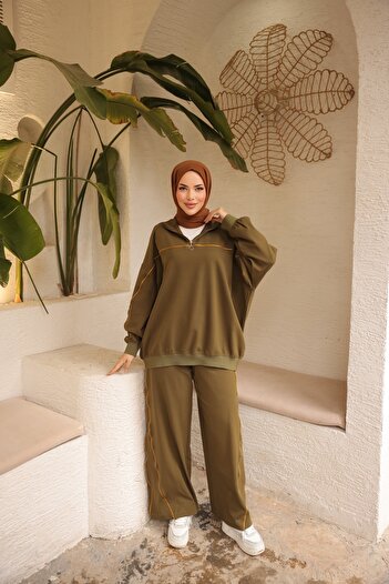 MİMİ Luxury Wear Σετ φόρμας Hijab με φερμουάρ - Διπλός γιακάς