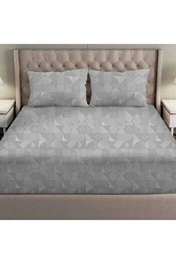 Danube Home Albany Super King Bed Fitted Sheet Set 200X200+30 Cm/50X75+15 Cm Grooves Grey|80 Cotton; 20 Lyocell