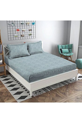 Danube Home Albany Super King Bed Fitted Sheet Set 200X200+30 Cm/50X75+15 Cm Merritt Blue|80 Cotton; 20 Lyocell