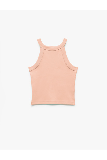 Koton Cotton Sleeveless Halter Neck Slim Fit Crop Tank Top