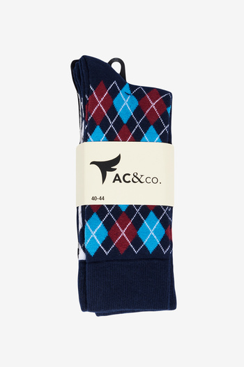 AC&Co / Altınyıldız Classics Men&#39;s Navy Blue-gray Cotton Patterned 3-Piece Socks