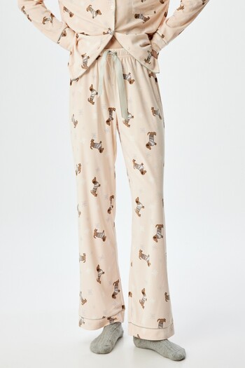 Koton Fleece-Pyjama-Hose mit Hundemuster