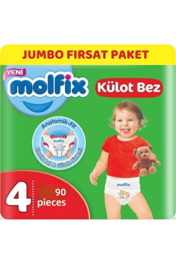 Molfix Baby Diaper Size:4 (9-14kg), 90 Pieces Jumbo Fırsat Pk Panties