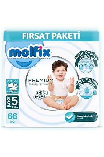 Molfix Premium Ultra Deal - Junior Size 5 Baby Diapers, 66 Pieces, 11-18 kg