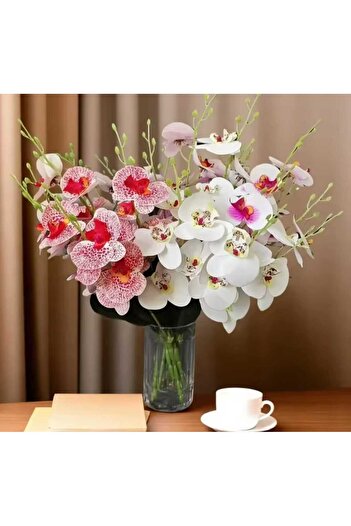 yapay çiçek evi Decorare cu orhidee umedă artificială de 45 cm, buchet de orhidee albă