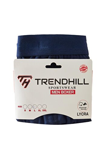 TRENDHİLL Erkek Pamuklu Likralı Esnek Kumaş Boxer Lacivert 7811-L