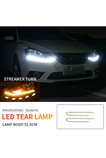 Choice 10 LED 2Pcs DRL LED Daytime Running Light Strip Flexible Waterproof Headlight Turn Signal Yellow Lam