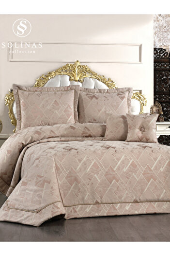 Solinas Collection Melina Double Mink Gold Glitter Cotton, Fiber Filled Bedspread