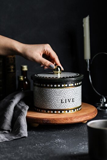 EVLE Metal Multi-Purpose Textured Storage Container, Decorative Storage Box 14 Cm, Mosaic Er141-9d